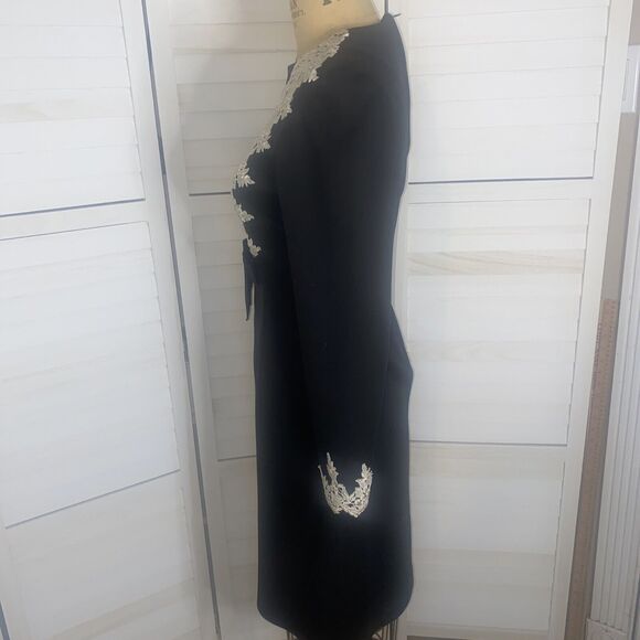 Vintage 60s 70s Handmade Women's Dress Formal Back Polyester w/ Appliques Medium - Picture 4 of 9